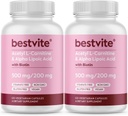 BESTVITE Acetyl L-Carnitina 500mg & Ácido Lipóico Alfa 200mg por cápsula com Biotina (240 Cápsulas Vegetarianas) (120 x 2) - Sem Estearatos - Vegan - Não GMO - Gluten Free