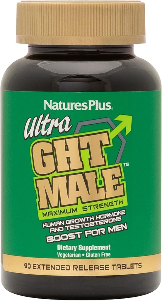 NaturesPlus Ultra GHT Masculino - 90 comprimidos de liberação estendida - força máxima natural do crescimento do hormônio do hormônio natural - sem glúten - 30 serviços