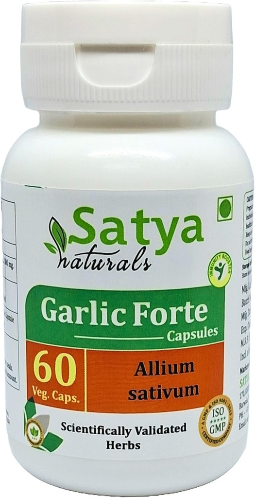 Cápsula de Alho Forte 500 mg. 60 Veg. Cápsula de Extrato de Lahsan (Allium Sativum) Cápsulas para Homens e Mulheres