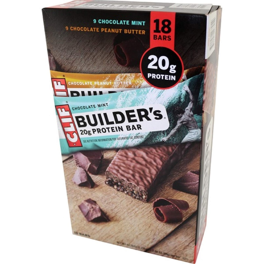 Clif Builder's Chocolate Protein Bar, 2,4 onças, 18 barras/caixa (220-00543)
