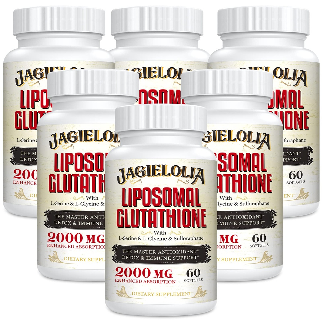 Glutationa lipossómica 2000 mg com L-Serine, L-Glycine & Sulforaphane – Formulação Ativa L-Glutationa Única para Melhorar a Absorção - Mestre Antioxidante, Destoxificante e Immune