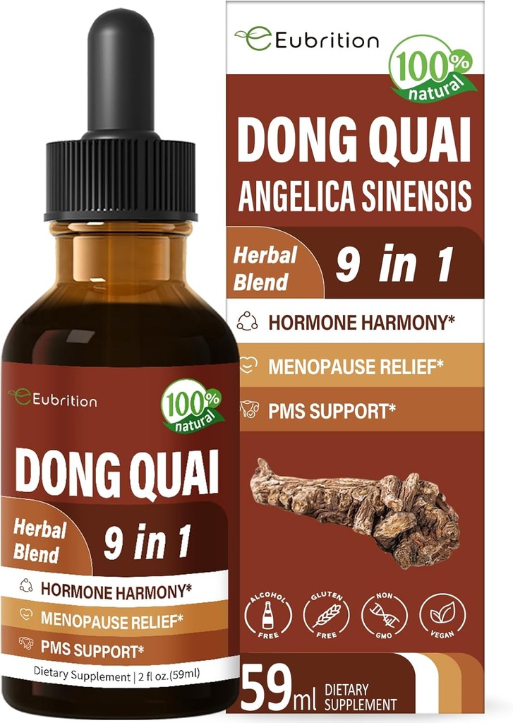 Tintura de ervas, Extrato com Dong Quai, para Harmonia Hormonal, Relívio Menopausa & Suporte PMS. 6 oz-(Flavor de maçã)