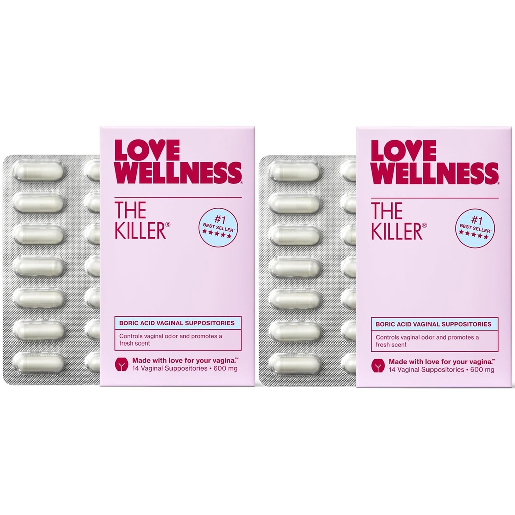 Amor Bem-Estar O assassino Supositórios vaginais de ácido bórico Balances pH & Suportes Odor Control, um equilíbrio vaginal saudável e ambiente