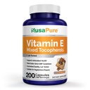 NusaPure Vitamina E 1000 UI 200 Comprimidos (Não- OGM, sem glúten) - Tocoferóis Mistos
