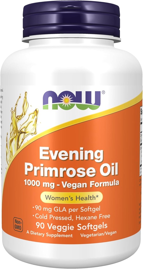 AGORA Alimentos Suplementos, Óleo de Primrose à noite 1000 mg, Frio prensado, Hexane livre, Fórmula Vegan, 90 Veg Softgels