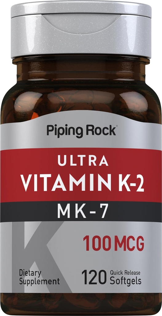 Vitamina K2 MK7 de rocha de tubulação 100 mcg 120 softgels Não-GMO, Suplemento sem glúten