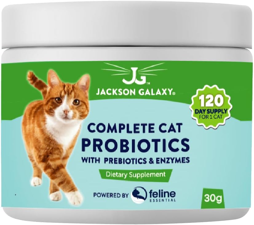 Probióticos Gato Completo com Prebióticos e Enzimas por Jackson Galaxy - Suporte Digestion, Suporte Imune Suplemento Dietário - Made in the USA