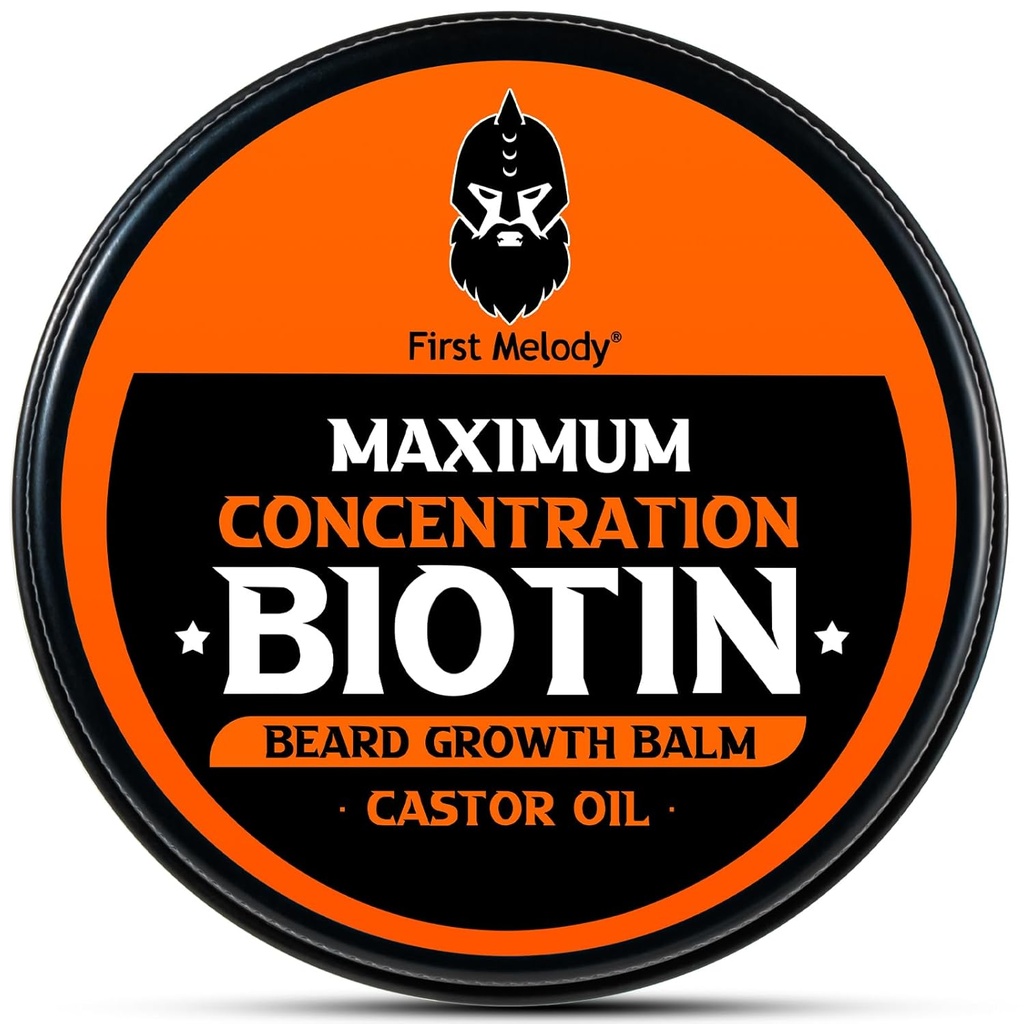 Beard Balm, Biotina de Concentração 2X, com Óleo de Castor e Óleos de Argan & Jojoba, Promove Crescimento de Barba, Estilos, Fortalece & Suaviza Barbas & Bigodes, 2 Onça
