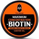 Beard Balm, Biotina de Concentração 2X, com Óleo de Castor e Óleos de Argan & Jojoba, Promove Crescimento de Barba, Estilos, Fortalece & Suaviza Barbas & Bigodes, 2 Onça