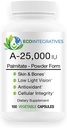 A-25.000 UI Palmitate Powder Form (100 Cápsulas) Não-GMO, Suporta Visão de Baixa Luz, Suporte Imune, Integridade Celular da Pele & Ossos, Antioxidante (Standard)