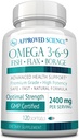 Aprovado Ciência Omega 3-6-9-2400mg Mistura diária de peixes, linhaça e óleos de Borage com vitamina E - suporte de bem-estar - Não-GMO, Mercúrio-livre - 120 Softgels - 2 meses de fornecimento