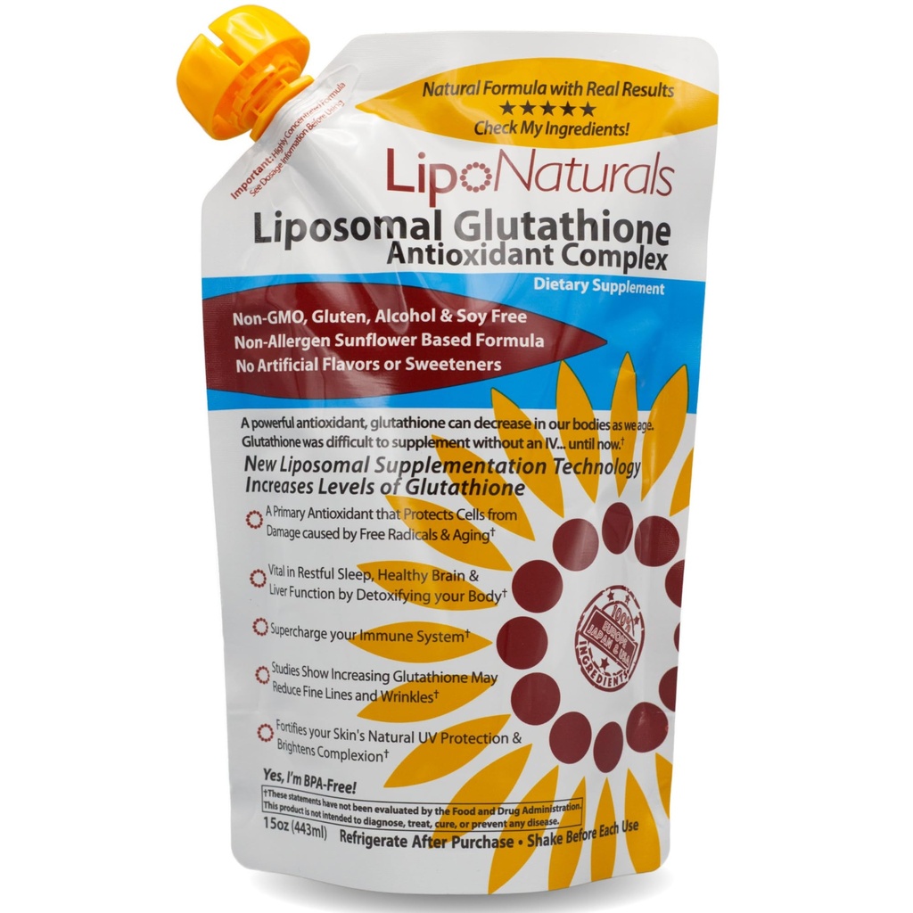 Lipo Naturals Liposomal Glutationa Complexo Líquido (30 doses) - Fórmula Natural Imunidade + Saúde do Fígado + Apoio antienvelhecimento com Vitamina C - Vegan, China-Free (15 oz / 443ml)