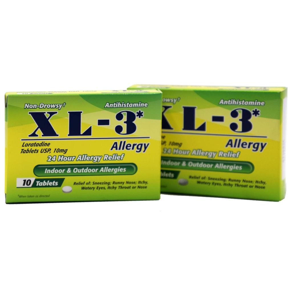 XL-3 Alergia, Alívio de Alergia 24 horas, 2 pacotes com 10 comprimidos cada
