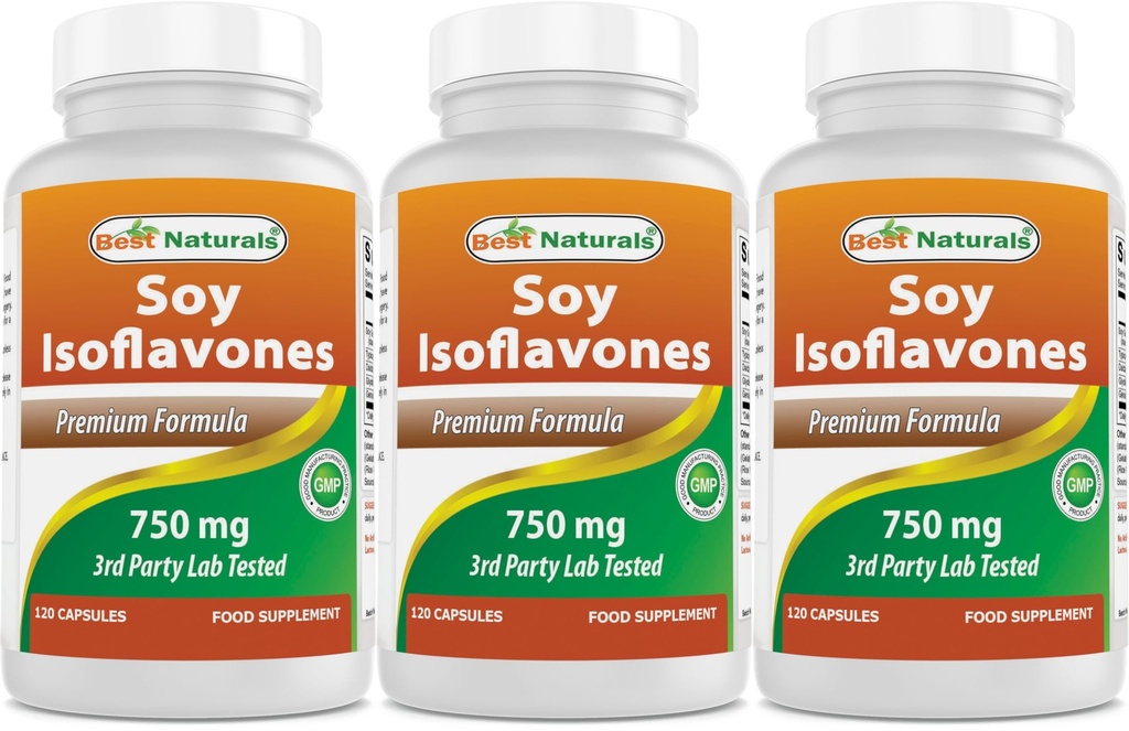 Best Naturals Soy Isoflavonas 750 mg 120 Cápsulas (120 Count of 3))