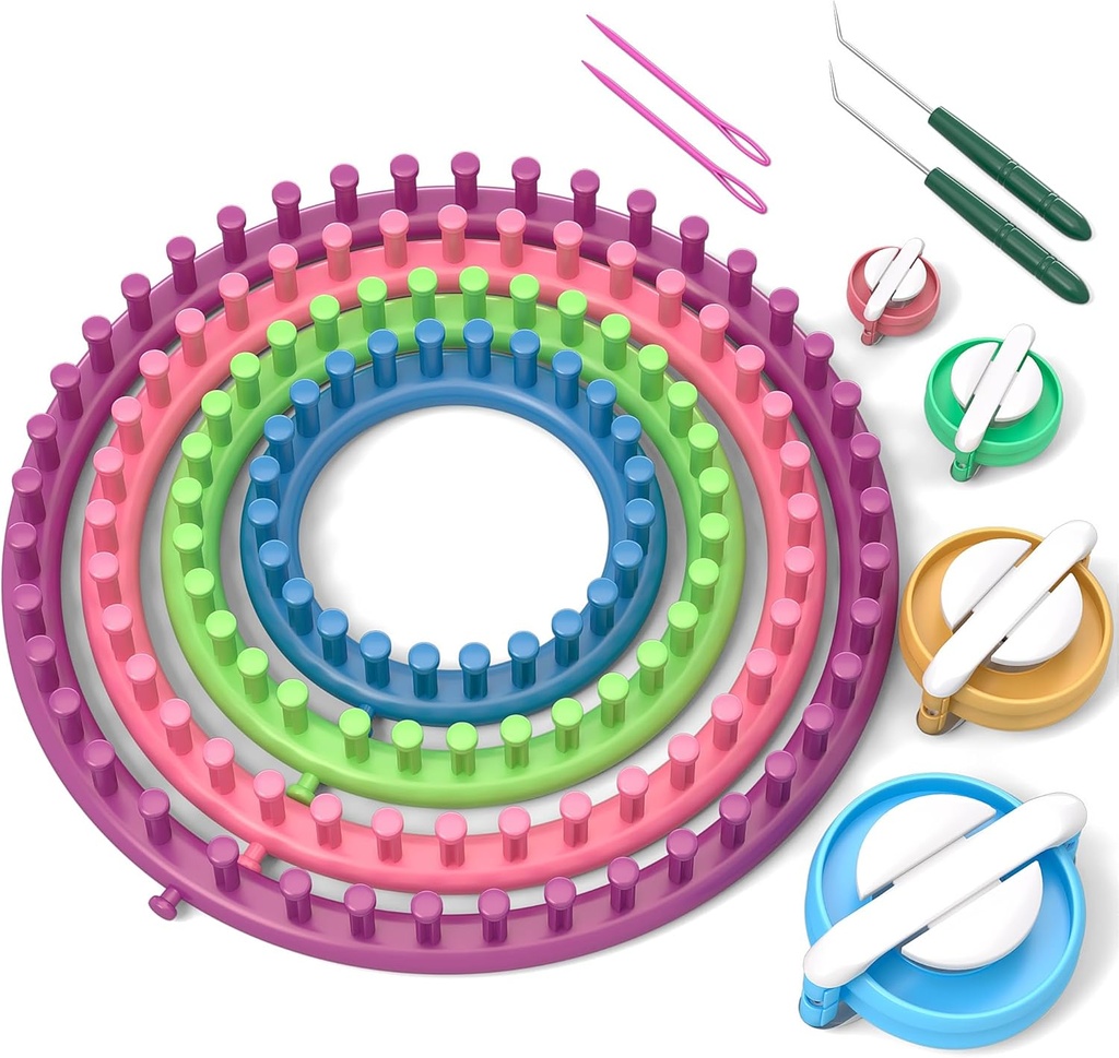 READAEER redondo tricô teares conjunto Craft Kit Ferramenta com agulha de gancho e Pompom Maker