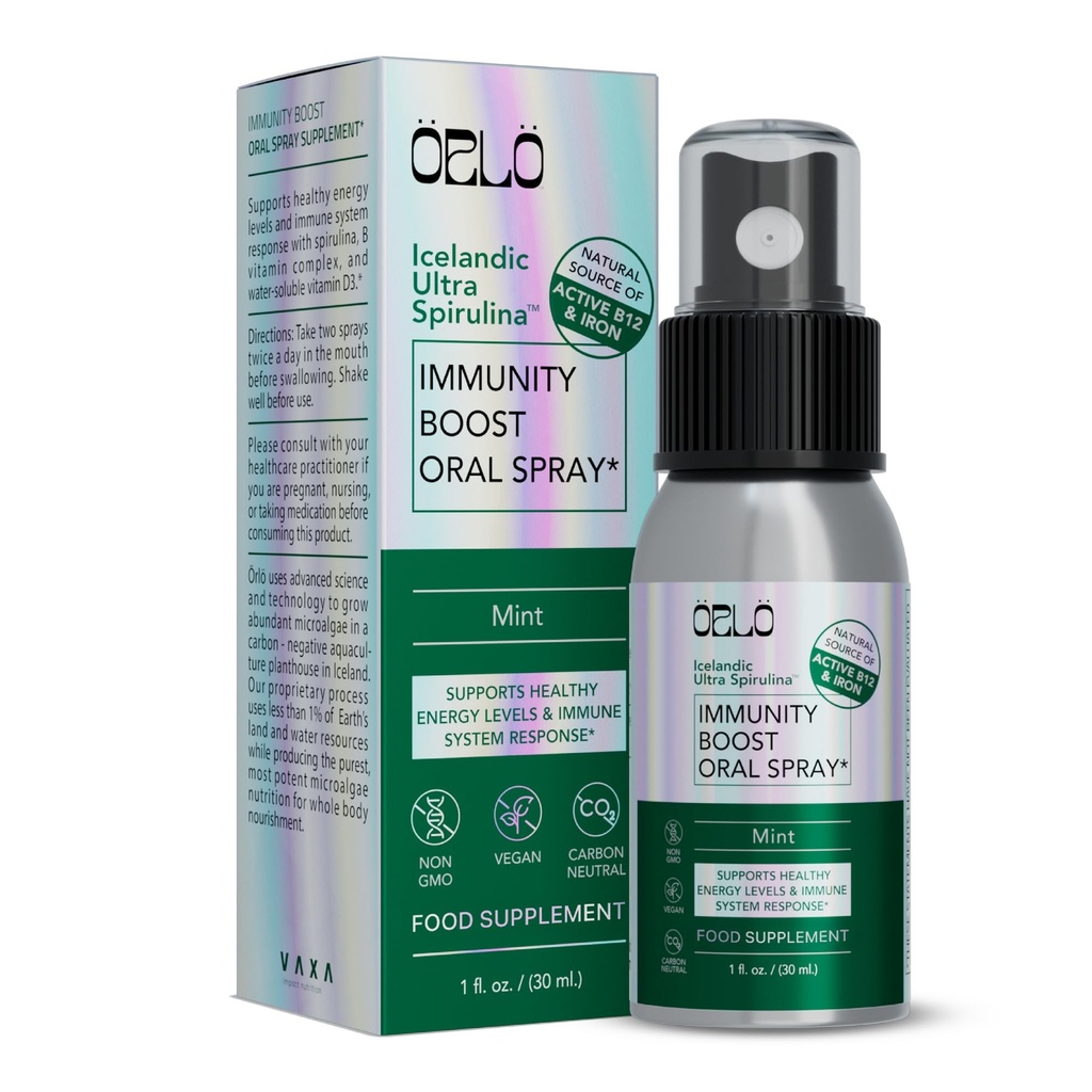 Orlo Immunity Boost Suplemento Multivitamínico para Adultos Spray - espirulina, Complexo Bioativo de Vitamina B, B12 Metilcobalamina, Vitamina D3 - Energia, Cérebro e Saúde Imune (até 60 Servings)