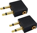 Duplo 3.5mm (1/8") Masculino para 3.5mm feminino AUX Audio Jack Adapter Converter para usar fone de ouvido no avião avião vôo (2 Pack)