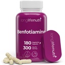 LongLifeNutri Benfotiamina 300mg – 180 Cápsulas Vegetarianas, Fonte de 6 meses, Gordura-Soluble B1 Thiamine Supplement for Energy and Wellness, Lab Tested, Made in USA