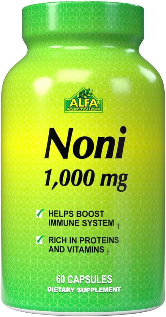 ALFA VITAMINS Noni 1000 Mg 60 Cápsulas - Tónico para o Funcionamento Optimal do Corpo - Antioxidante
