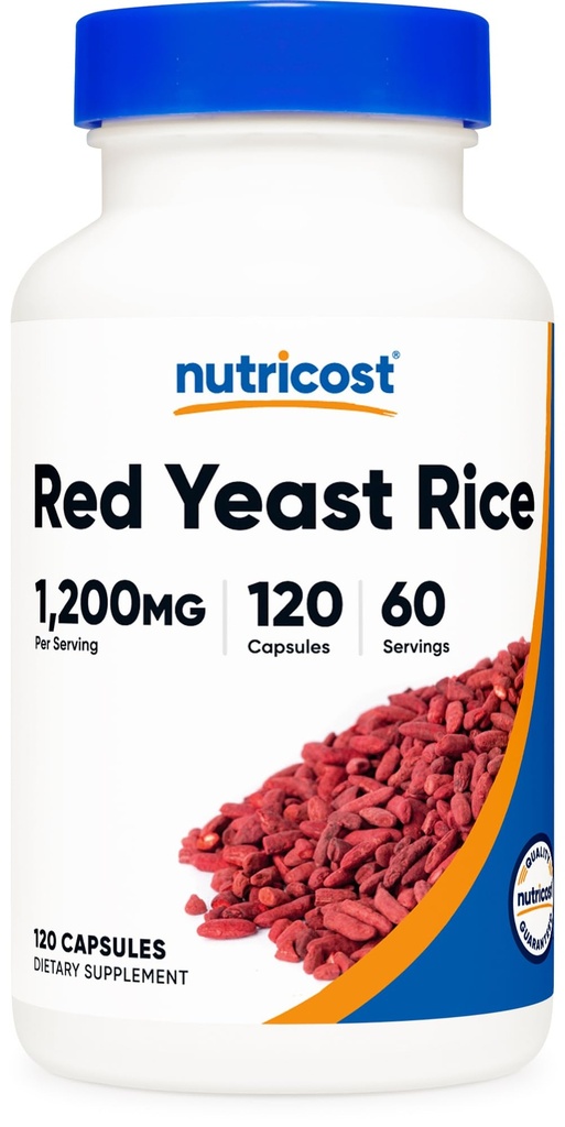 Nutricost Red Yeast Rice 1200mg, 120 Cápsulas - 60 Serv, Veggie Caps, Non-GMO, Gluten Free