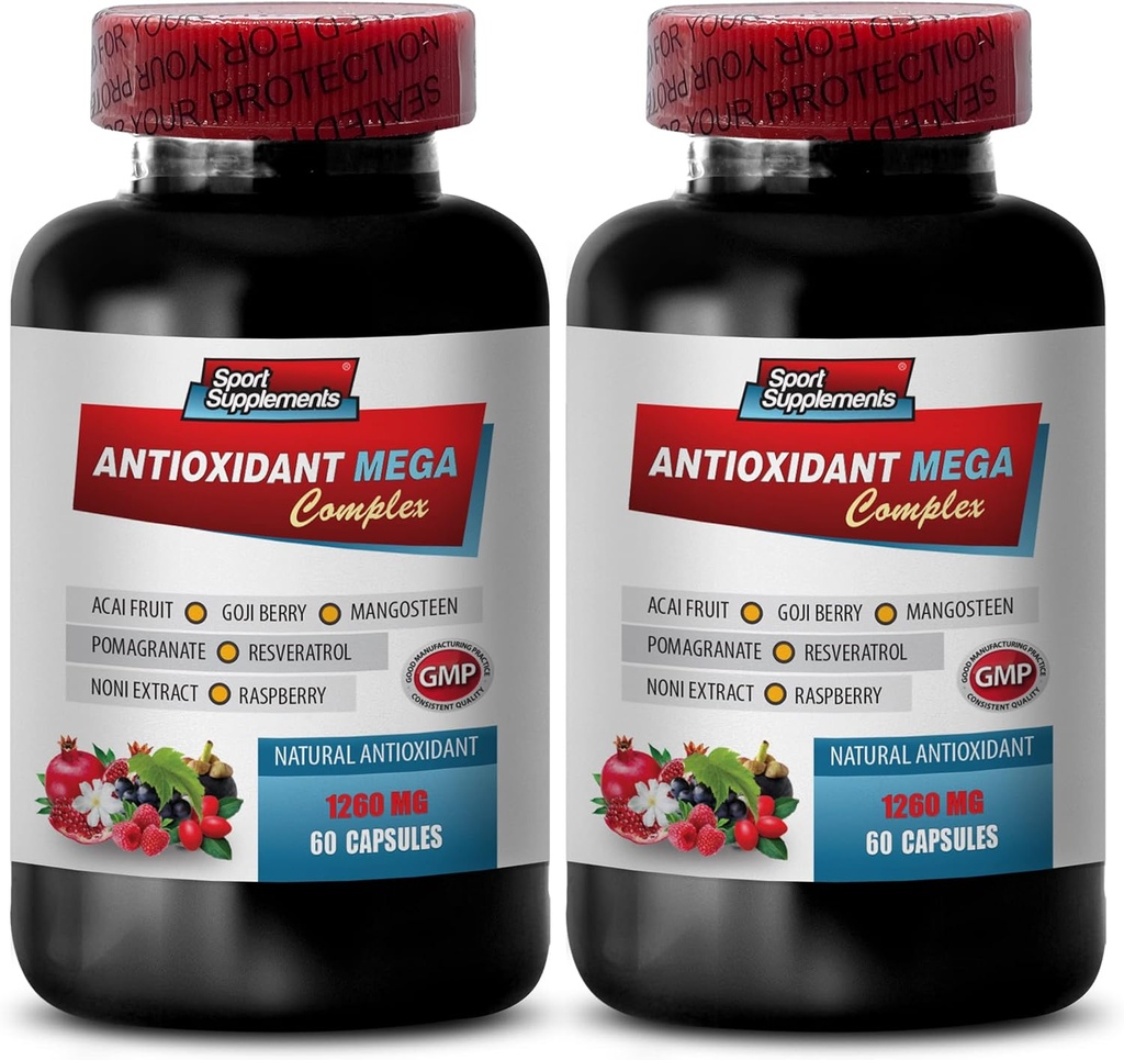 multivitamina antioxidante - ANTIOXIDANT MEGA COMPLEX 1440 MG - complexo Resveratrol, comprimidos de açaí, Trans-resveratrol, Goji pílulas de baga, cápsulas de extrato de romã, Mangosteen - 2B 120 Cápsulas