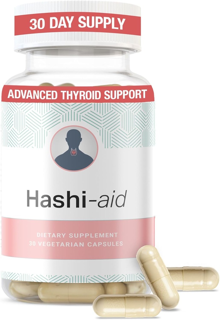 IBDassistTM Hashi Ajuda suporte tireóide para mulheres e homens - Suplemento tireóide para doença de Hashimoto e hipotireoidismo* - Embalado com Ashwagandha, Selênio, Zinco, Vitaminas Essenciais & Mais - 30 Cápsulas