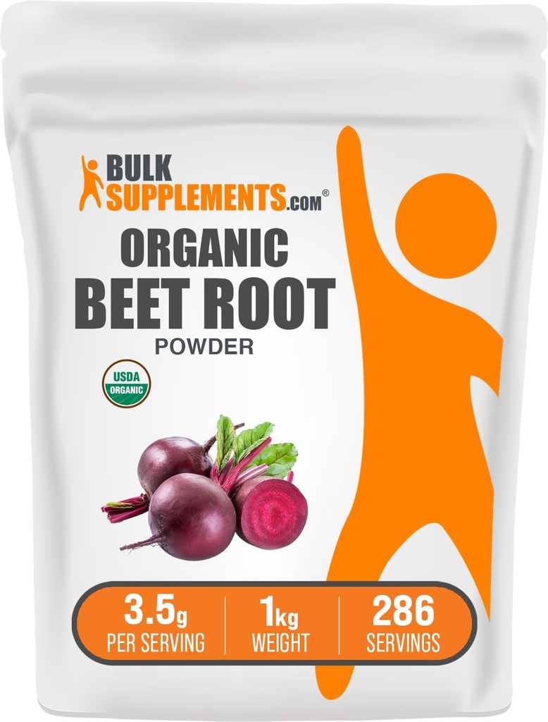 BulkSuplementos.com Raiz de beterraba orgânica em pó - Suplemento superalimentar, Suplementos de beterraba raiz - Vegan & Gluten Free, 3,5g por serviço, 1 kg (Pacote de 5) (11 lbs)