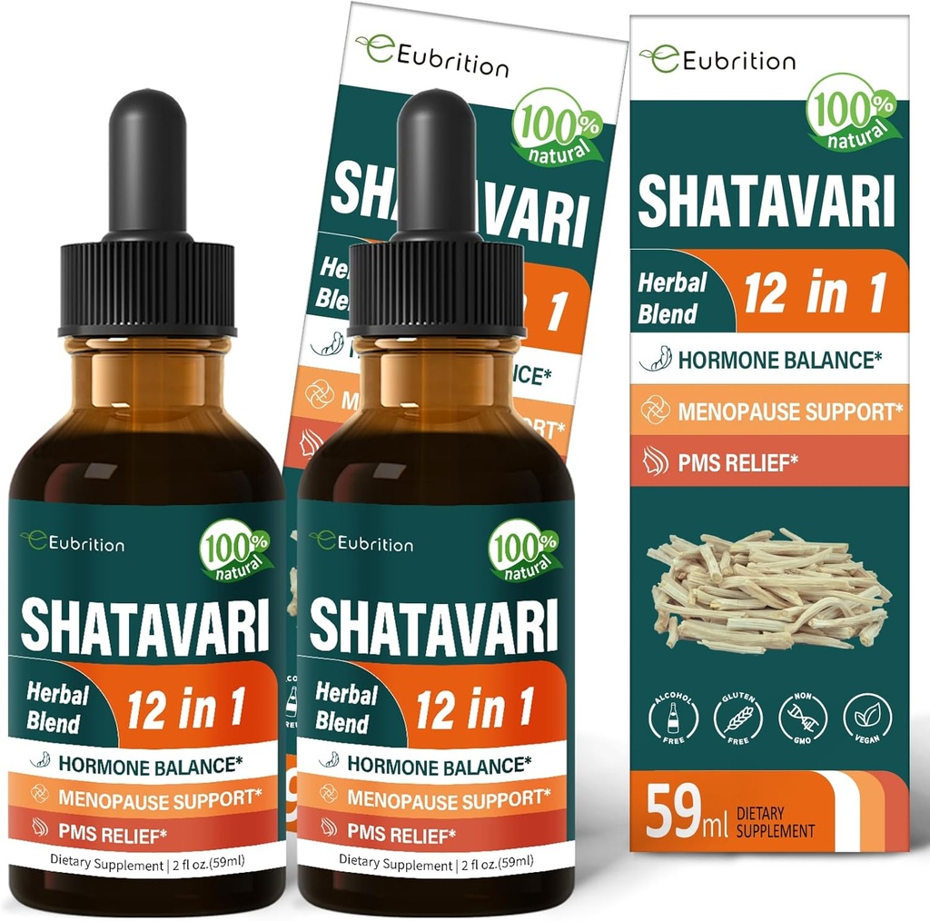 Shatavari Extrair gotas de harmonia hormonal para mulheres equilíbrio estrogênio, Red Clover, Dong Quai & Black Cohosh Suplemento para alívio da menopausa, apoio PMS w / Yam selvagem, Vitex Berry. 4 onças
