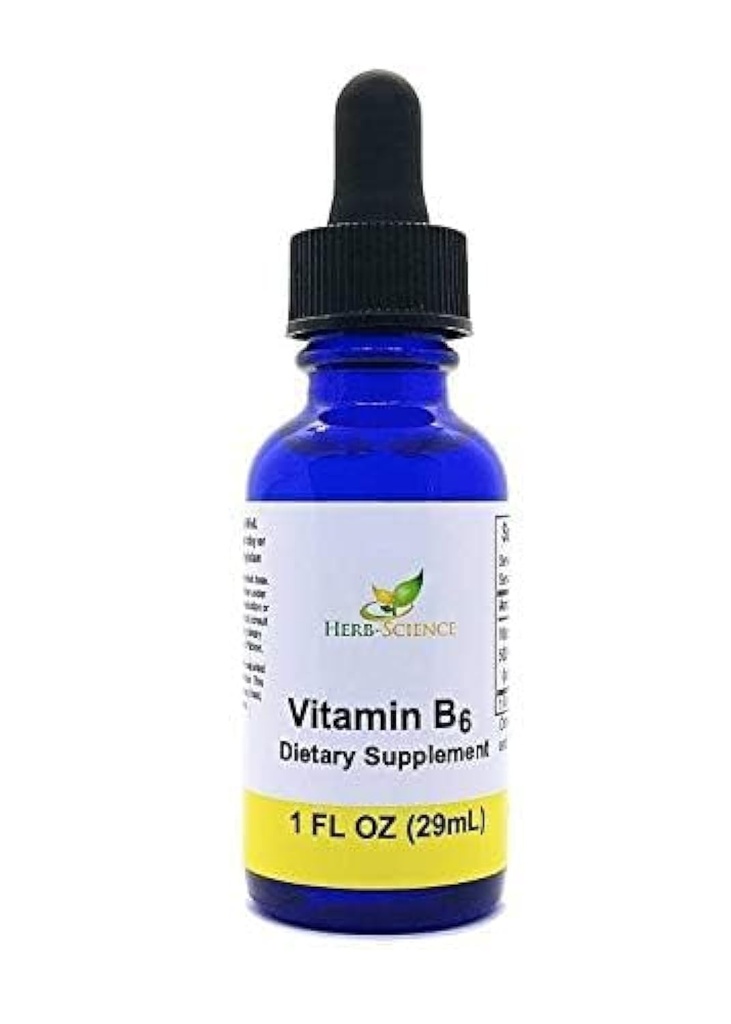 Vitamina Líquida B6 Drops - Piridoxina Extrair Suplemento dietético para apoiar a função do cérebro, imunidade, sistema nervoso, saúde do coração, metabolismo - 500% DV, 36 Servings por garrafa - 1 fl. oz.