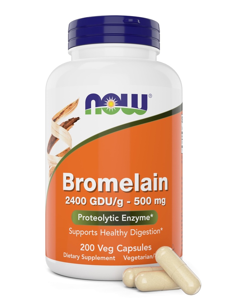 Agora Bromelain 500 mg, 200 Veg Cápsulas - Abacaxi Natural, Suplemento Enzima Proteolítico, 2400 GDU