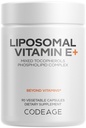 Codeage Suplemento de vitamina E lipossómica - Todos os Tocoferóis Vitamina E - Fonte de 3 meses - Tocoferóis alfa, Beta, Gama e Delta - Tocoferóis lipossómicos mistos - Não-GMO Fosfolipídio - 90 Cápsulas