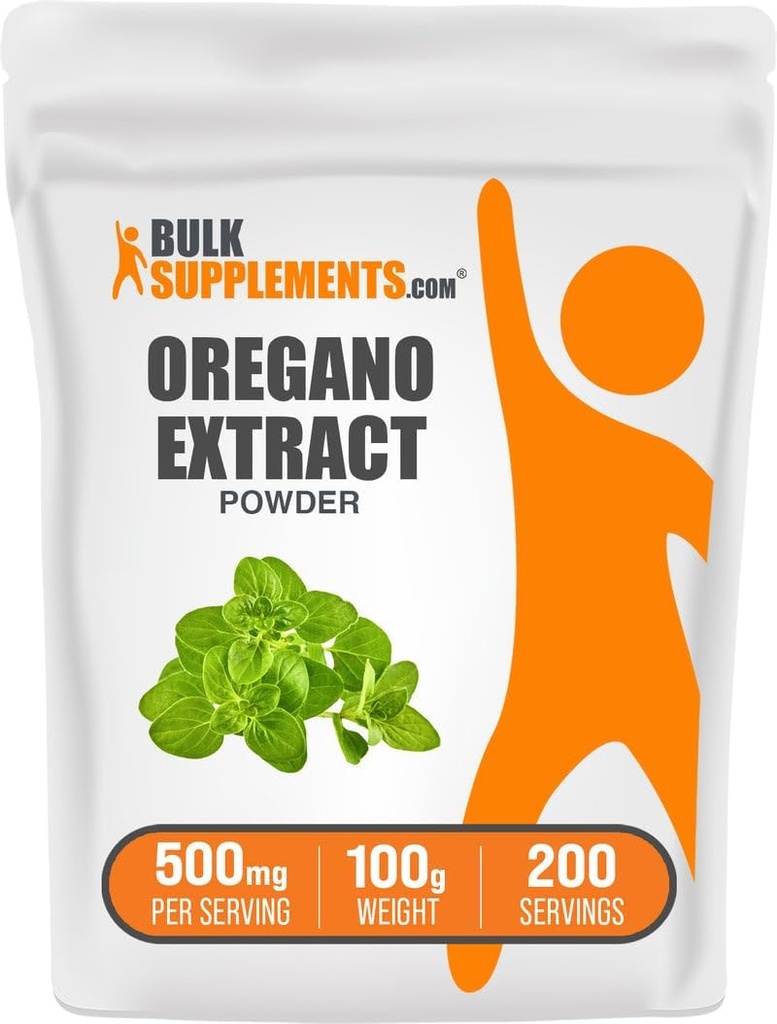BulkSuplements.com Extrato de Orégano em pó - Suplemento de Extrato de Erva, de Orégano Herb - Gluten Free, 500mg por serviço, 100g (3,5 onças) (Pack of 1)