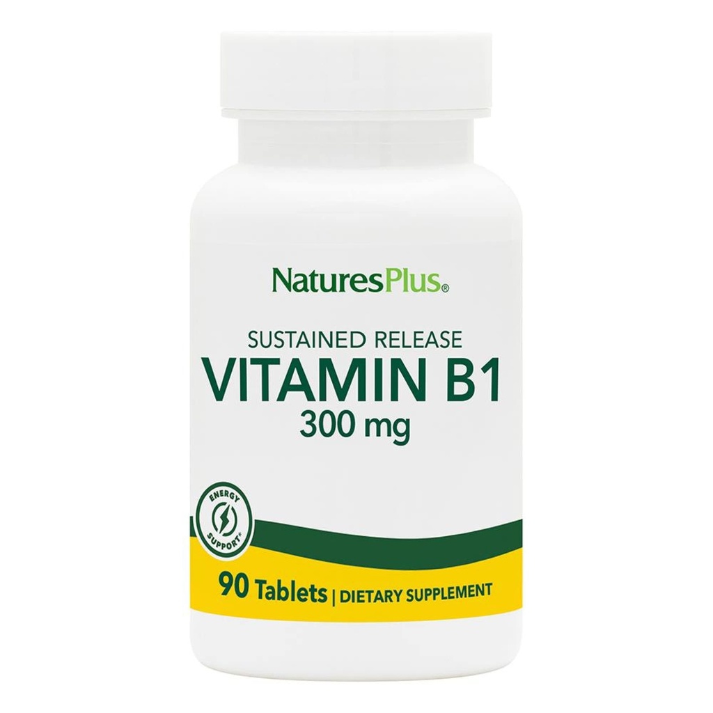 Naturezas Plus Vitamina B1 (Thiamin HCI), Libertação Mantida - 300 mg, 90 Comprimidos Vegetarianos - Sem Glúten - 90 Servimentos