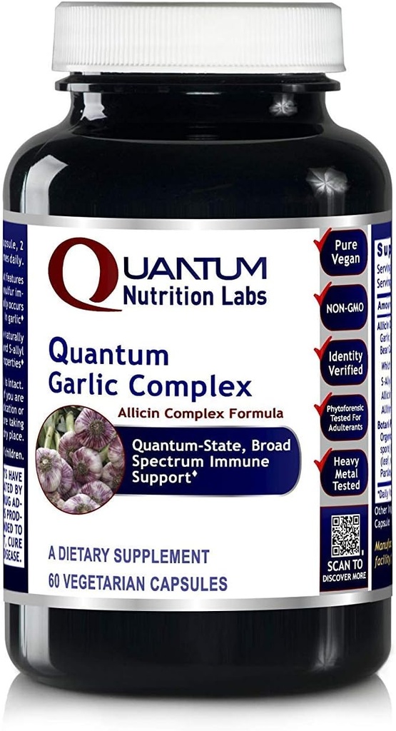 Laboratórios de Nutrição Quântica Complexo de Alho Quântico - Suplementos de Alcaçuz, Pílulas de Alho, Extrato de Alcaçuz, Extrato de Alho, Cápsulas Orgânicas de Alho, Suporte Imune - 60 Cápsulas Vegetarianas