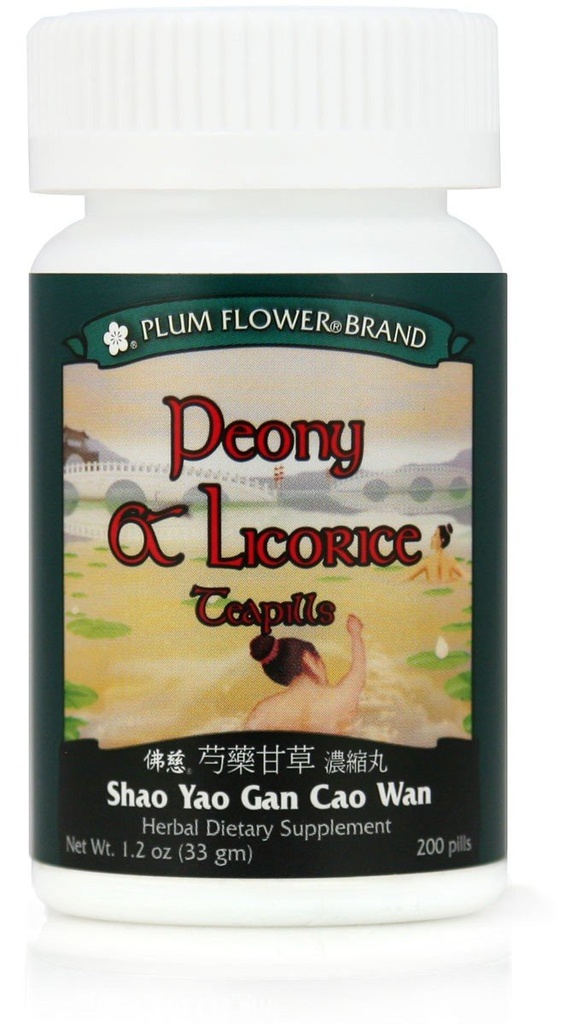 Peony & Alcaçuz Teapills (Shao Yao Gan Cao Wan), 200 qui, Flor de ameixa
