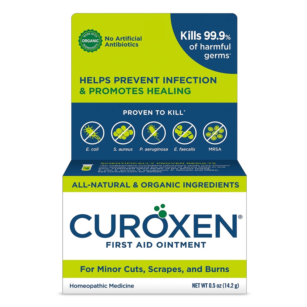 CUROXEN Primeiros Socorros Antibióticos Pomada, 0,5 oz □ Ingredientes todo-naturais e orgânicos (0,5 oz Vertical)