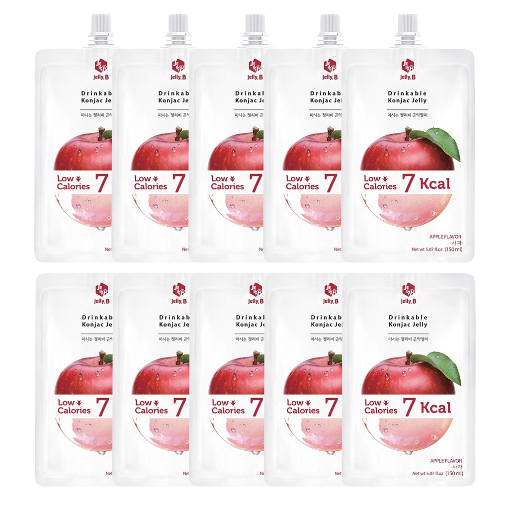 JELLY B Bebida Konjac Jelly (10 embalagens de 150ml) - 0 Gram Sugar, Apenas 6 kcal Cada pacote (Apple)
