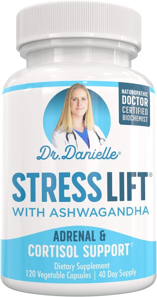 Stress Lift - 5 em 1 Relívio de Stress Orgânico, Suporte Adrenal, Alegria, Mood & Thyroid Support □ Relaxe a mente, Boost Mood, Aliviar Stress 120 cápsulas Vegan