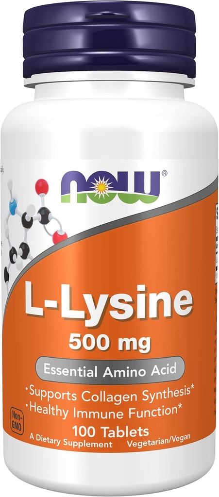 NOW Foods L-Lysine -- 500 mg - 100 Comprimidos