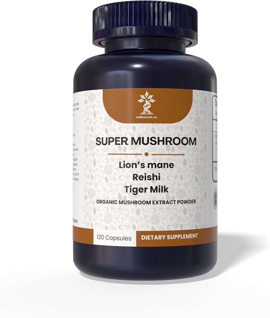 Extrato Super Cogumelos, 3 Cogumelos, Cogumelo de Mana do Leão, Cogumelo Reishi, Cogumelo de Leite Tigre, Suplemento de Suporte Imune