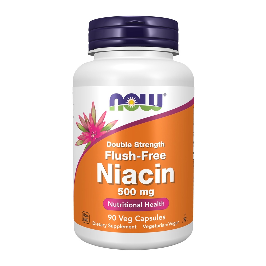 Now Foods Supplements, Niacin (Vitamina B-3) 500 mg, Sem Flush, Dupla Força, Saúde Nutricional, 90 Veg Cápsulas