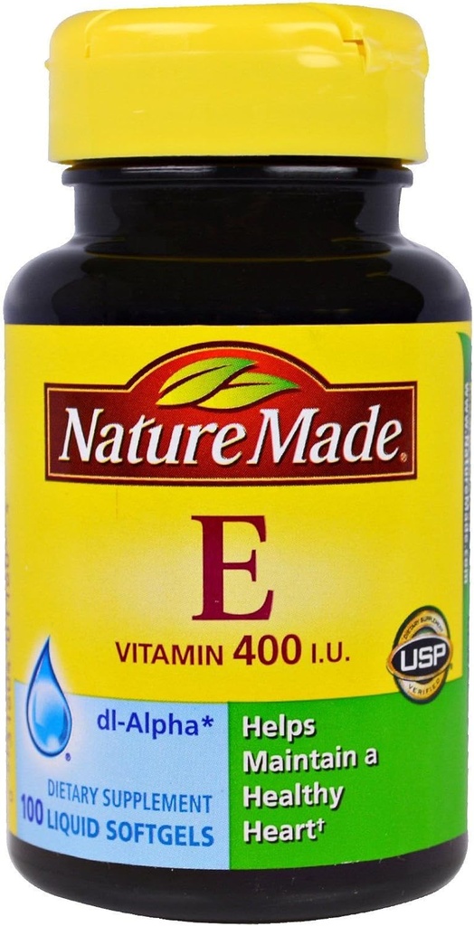 Nature Made Vitamina E 180 mg (400 UI) dl-Alpha, Suplemento dietético para Apoio Antioxidante, 100 Softgels (Pack of 3)