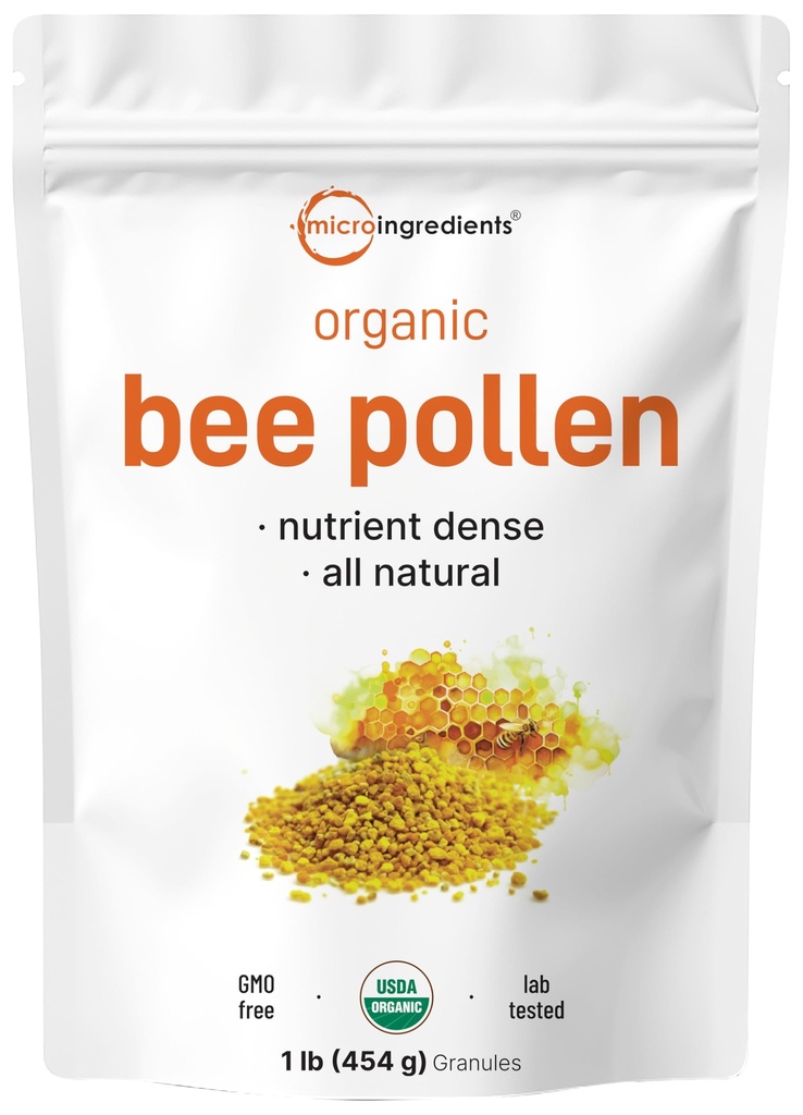 Micro Ingredientes grânulos orgânicos de pólen de abelha, 1 lb de colheita fresca, crus e naturais Superalimentos , ricos em vitaminas B, minerais, proteínas e antioxidantes , Keto, não-GMO