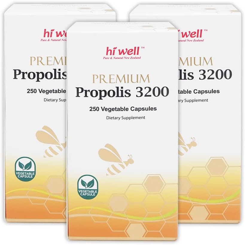 (Pacote de 3) Hi Bem Premium Própolis 3200 Flavonoid 96mg 250VegeCapsules