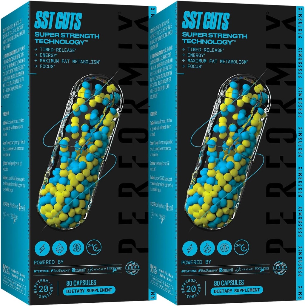 PERFORMIX - Cortes SST - Termogênico com CLA - Energia, Foco e Mood - Apoio ao Metabolismo - Controle da Fome - Nootrópico - Pré-treino - Homens e Mulheres - 160 Servings - 2 Pack
