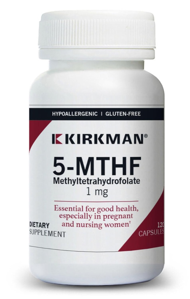 Kirkman 5-MTHF - Hipoalergênico - 120 Cápsulas Vegetarianas - Ácido fólico Essencial para Boa Saúde