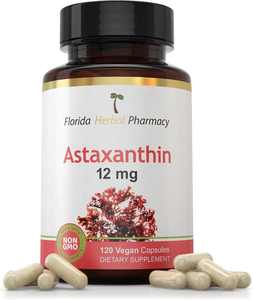 Florida Herbal Pharmacy, Astaxantina 12 mg Cápsulas (120 Cápsulas)