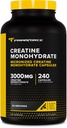 Primaforce Creatina Cápsulas mono- hidratadas - 240 Cápsulas, 3.000mg por serviço, Glúten Livre e Não-GMO