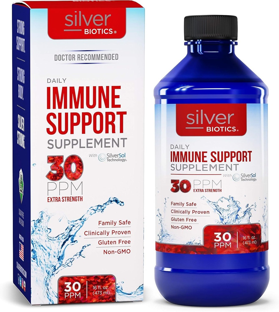 Silver Biotics 30 PPM Extra Força Suplemento diário de suporte imune com patenteada tecnologia multivalente Silversol □ A defesa diária perfeita aumenta para o seu sistema imunológico