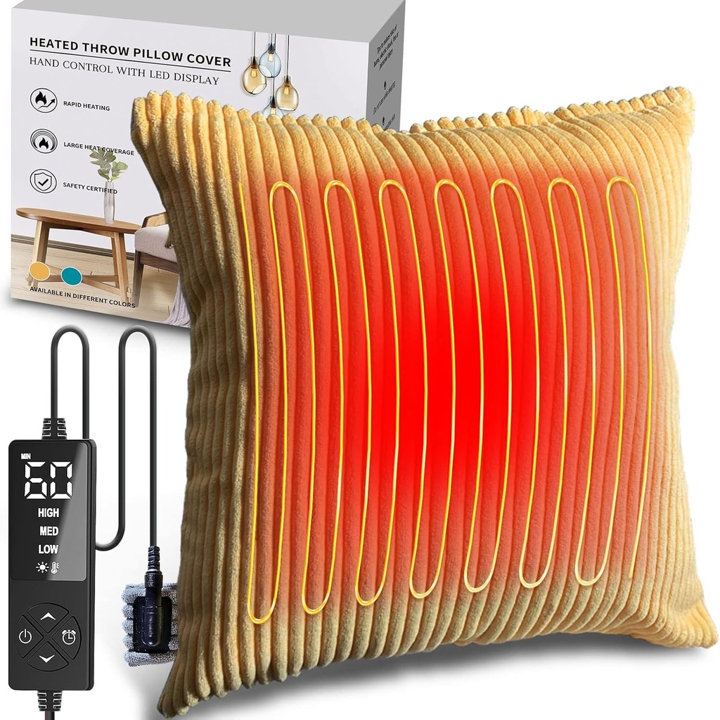 Creatrill Heated Pillow Cover 18x18 (sem inserção de travesseiro), Menstrual Heating Pad para alívio da dor nas costas, Período de aquecimento Pads para Cães
